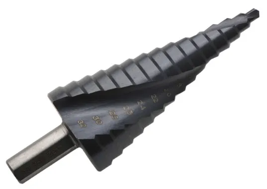 3-Flat shank Spiral Fluted HSS Step Drill Size 4-32mm Titanium