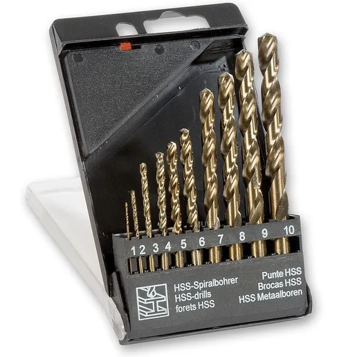 10pcs HSSCO5% Drill Bit 1-10mm x 1 DIN338 in plastic box