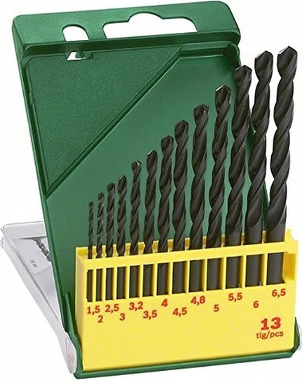 13pcs HSS-R Twist Drill Bit 1.5-6.5mm x 0.5 DIN338
