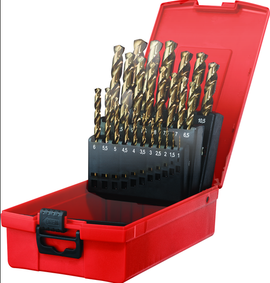 25pcs HSS-E Twist Drill DIN338 Size: 1-13mm x 0.5