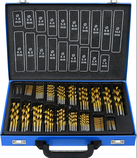170pcs HSS-G Twist Drill DIN338 Sizes: (1-8 x0.5mm x 10pcs; 8.5-10 x 0.5mm x 5pcs)