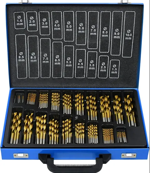 170pcs HSS-G Twist Drill DIN338 Sizes: (1-8 x0.5mm x 10pcs; 8.5-10 x 0.5mm x 5pcs)