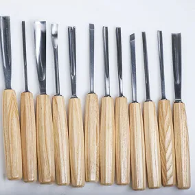 Wood Carving Tools 12-pc Wood Chisel Set with Gouges, Cr-V 60 Steel