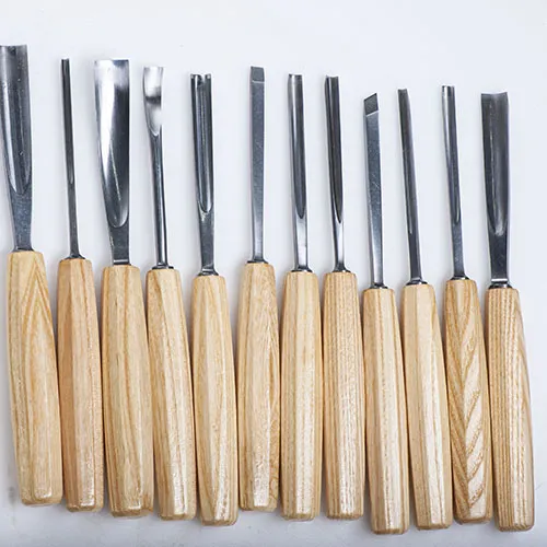 Wood Carving Tools 12-pc Wood Chisel Set with Gouges, Cr-V 60 Steel